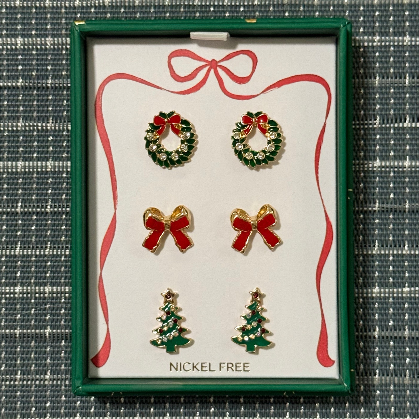 New | True To Form | Christmas Theme Stud Earrings Set Of 3